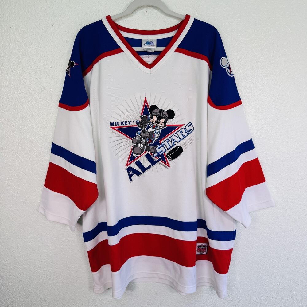 Vintage Disneyland Resort Hockey Jersey Shirt Mens XXL Mickey Mouse All Stars